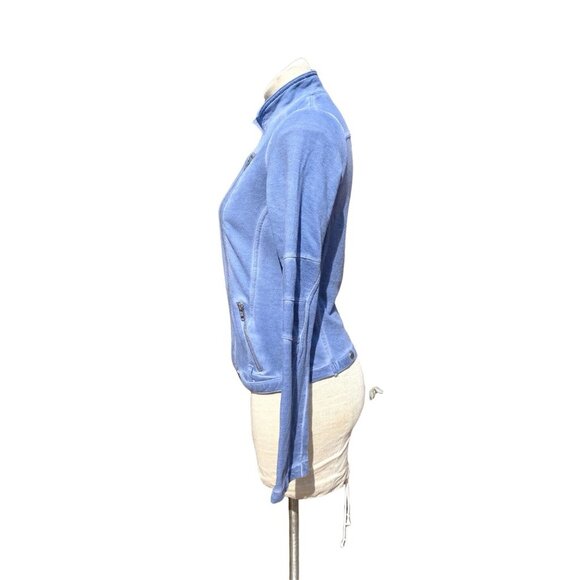 Women's Tie Dye Moto Sweat Jacket Size 4 Small "Venice Beach" Periwinkle Blue - Picture 3 of 9